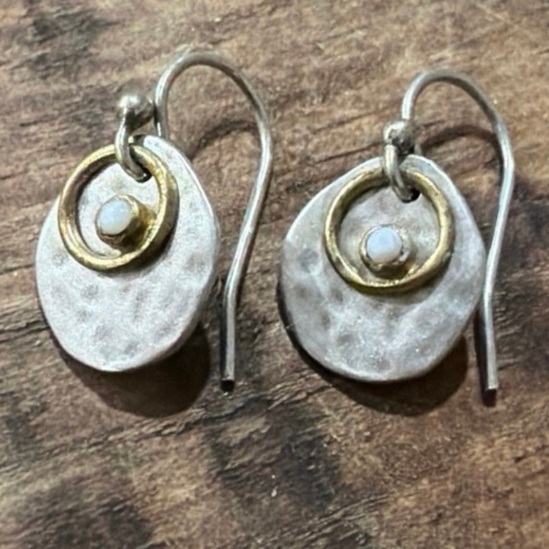 Silpada Sterling Silver And Bronze River Shell Dangle Earrings Dainty
